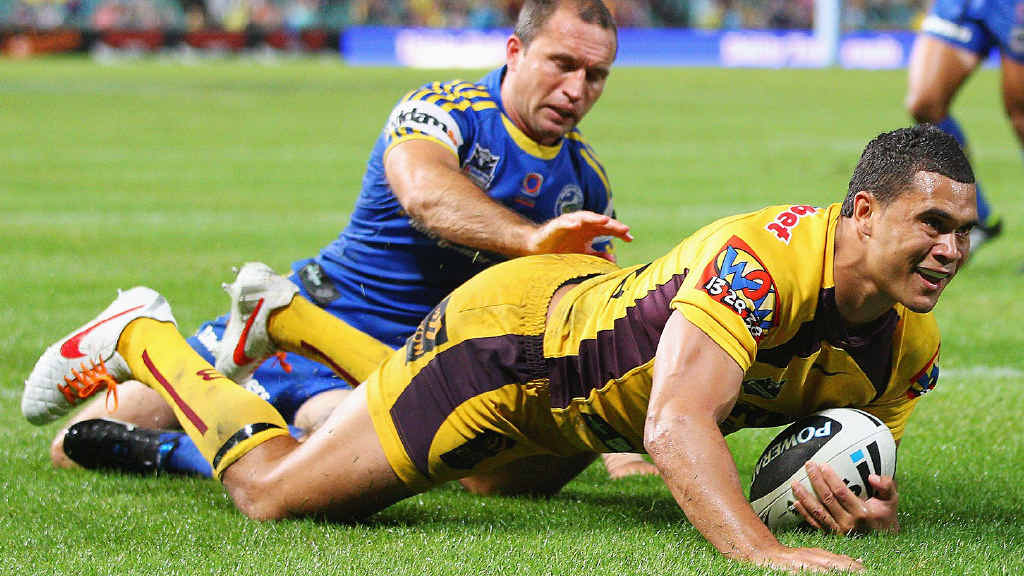 Broncos winger Jharal Yow Yeh of the Broncos scores a try during the round one NRL match against the Parramatta Eels earlier this year. Broncos winger Jharal Yow Yeh of the Broncos scores a try during the round one NRL match against the Parramatta Eels earlier this year.